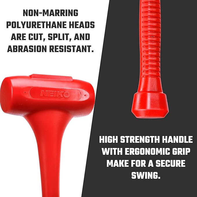 NEIKO 02882B 12 Lb Dead Blow Hammer, 36-1/2” Long, Red, Unibody Molded, Ergonomic Textured Handle, Spark and Rebound Resistant, One Piece Steel Core, 3 Inch Head