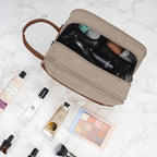 WANDF Travel Toiletry Bag for Men Large Toiletries Shaving Bag Water Resistant Hanging Dopp Kit Travel Accessories Bag for Women Men (Light Khaki)