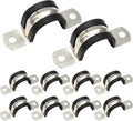 10PCS Reinforced Rigid Pipe Strap Clamp 1 Inch Conduit Clamp with Rubber Straps, Pipe Brackets for Mounting 2 Hole U Clamps Brackets Strap Hanger Tube Tension Clips Heavy Duty