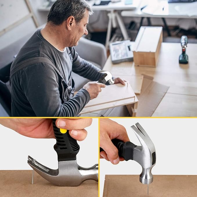 KURUI 700PCs Small Nails for Hanging Pictures & 8oz Small Hammer, Mini Hammer for Hanging Wall Decor, Hardware Roofing Nails Assortment Kit, 280 Wall Nails & 280 Finishing Nails, Picture Hangers