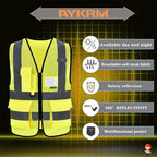 A-SAFETY High Visibility Mesh Safety Reflective Vest with Pockets and Zipper,Hi Vis Viz Reflective Safety Vest(Yellow Mesh S)
