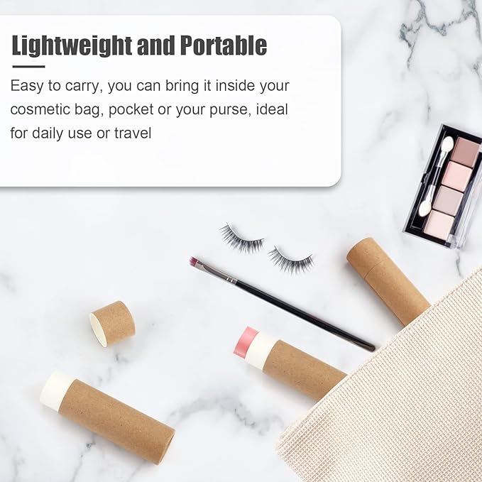 10 Pcs 25g Paperboard Lip Balm Tubes Refillable Krafts Paper Lipstick Tube Round Cardboard Empty Lip Gloss Container Holder Tubes for DIY Chapstick Salve Cosmetic Lotion Solid Perfume - Brown-VeraVaultWomen