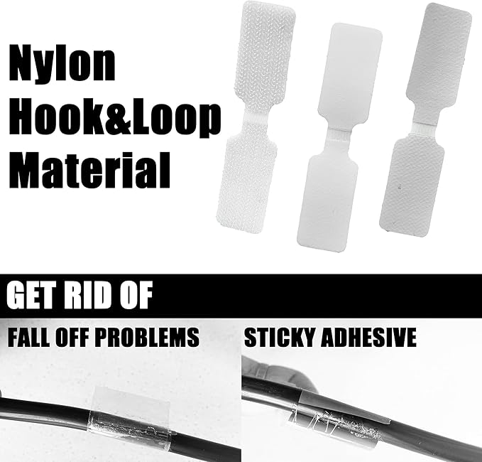 Mr-Label – 40 Pcs 0.78" x 3.54" Hook and Loop Cable Labels –Cord Tags – Upgraded Writable Cable Wraps for Clear Writing - Writable Wire Labels for Cable Management | Electronics Computers (White)