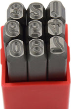 9pcs Heavy Duty Steel Stamp Uppercase Reverse Number 3/16 5mm Hand Stamping Character Mark Code Alphabet Punch Kit for Bracelet Ring Jewelry Sheet Metal Plate Making Mold Die