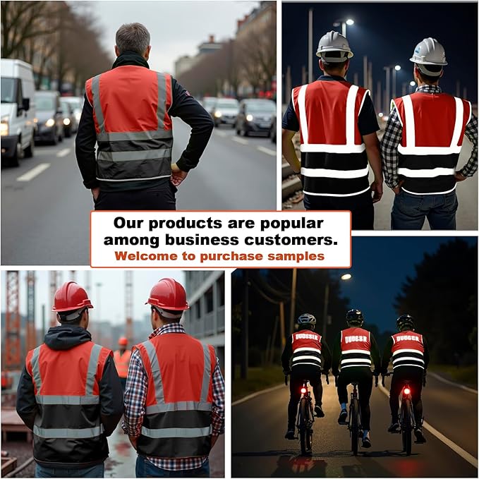 BeautyWill Custom Safety Vest Customized Logo Class 2 High Visibility Reflective Vest with Pockets Construction workwear