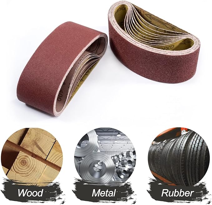 S SATC 3x18 Sanding Belts 20PCS Belt Sander Paper Aluminum Oxide (3 Each of 60/80/120/150/240/400 Grits & 2 of 40 Grits) Ideal for Wood Metal Paint Sanding