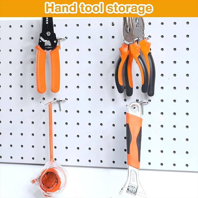 Funrous 100 Pack Peg Board Hooks Stainless Steel Pegboard Hooks Shelving Display Hanging Peg Board Holders for 1/8 and 1/4 Garage Storage Tools Organizer(2 Inch)