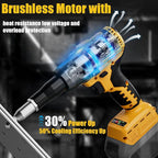 Rivet Gun Compatible with Dewalt 20V Battery, Cordless Rivet Tool with 3 Size (1/8", 5/32", 3/16") Aluminum Rivets, Brushless Motor Rivet Gun Kit Nose Piece, Led Light, Tool Only