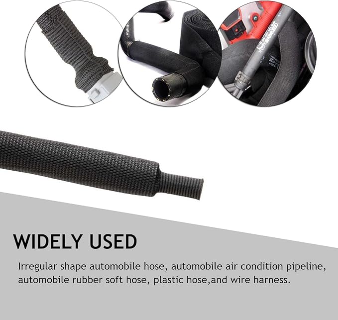 Heat Shrinkable Braided Sleeving 2:1 Ratio- Abrasion Protection Flexibility Wiring Harness Cable Sheath (1" ID, 16ft)