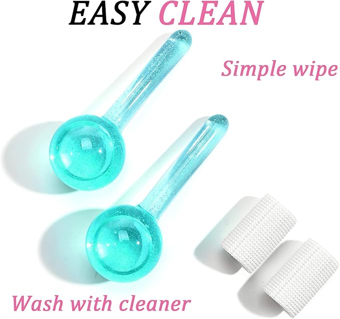 Ice Globes for Facials- Freezer Free Face Rollers with Essence for Daily Beauty Routines, Skin Massagers Globes Durable Quartz Glass for Reduce Puffiness Skin Cooling (Update Green)-VeraVaultWomen