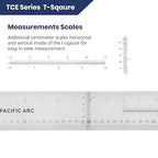 Pacific Arc 36 Inch T Square, Traditional Acrylic Graduated in Inch and Metric, Detachable Head