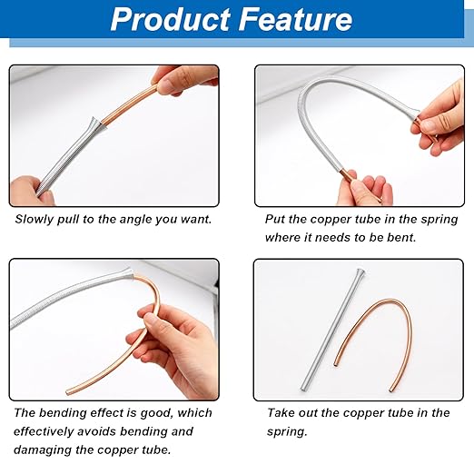 Tnisesm 5Pcs Spring Tube Bender Set 1/4'', 5/16'', 3/8'', 1/2'' and 5/8'' for Copper, Aluminum and Thin Wall Steel Tubing