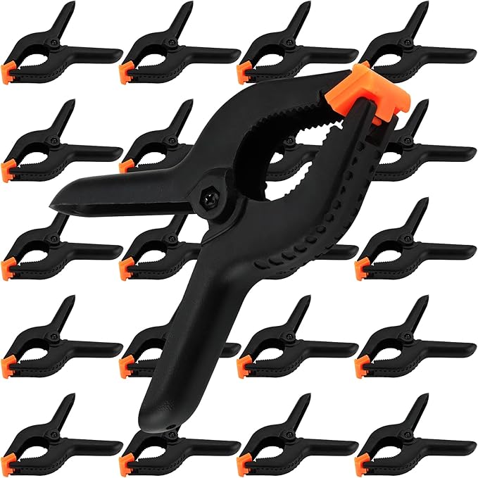 MOUYAT 20 Pack 6 Inch Plastic Spring Clamps, Heavy Duty Spring Clamps, Strong Backdrops Clamps for Woodworking, Canvas, DIY Projects, Photo Studios, Black