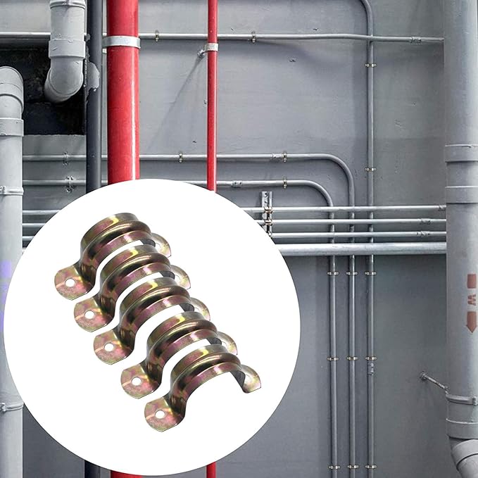 100 Pcs 3/4inch Rigid Pipe Strap,Two Hole Strap U Bracket Iron, Widened Tube Strap Tension Clip Assortment Kit Heavy Duty Pipe Clamp（25mm）