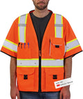 Dib Safety Reflective Mesh Vest ANSI Class 3, High Visibility with Pockets and Zipper, Made with 3M Reflective Tape, Orange S