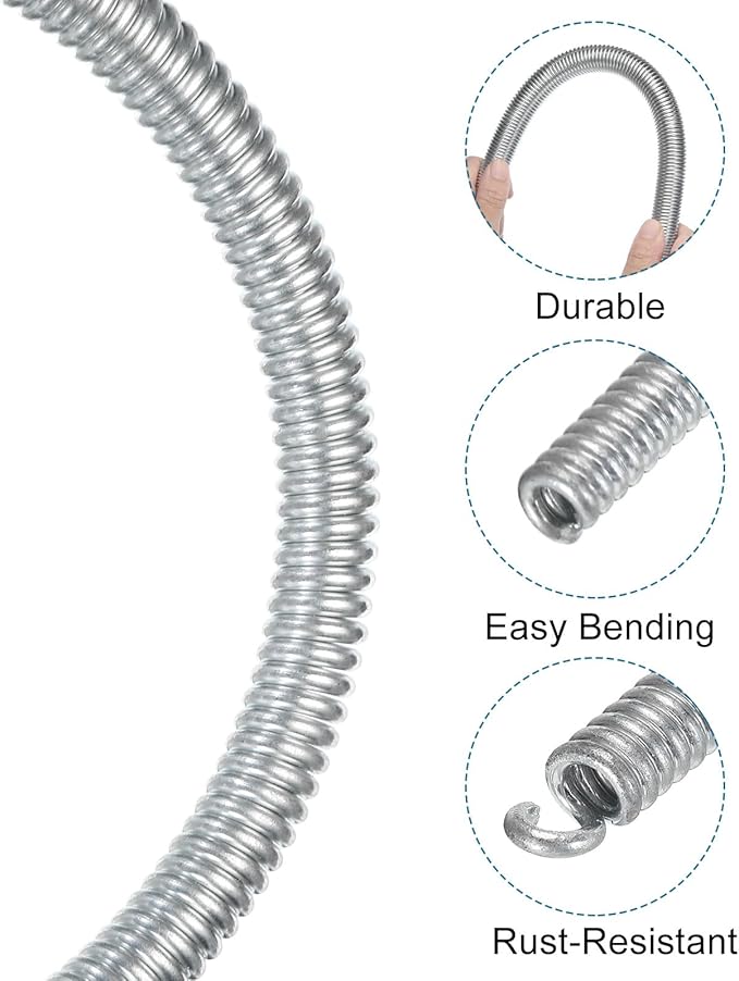 MECCANIXITY Spring Tube Bender OD 6.5mm/0.26" Steel Spring Pipe Copper Tubes 2500mm/98.42" Long for 3/8" Copper Pipe(10mm) in Home Renovations,Electrician Wiring Bending Pipe(insert-pipe use)