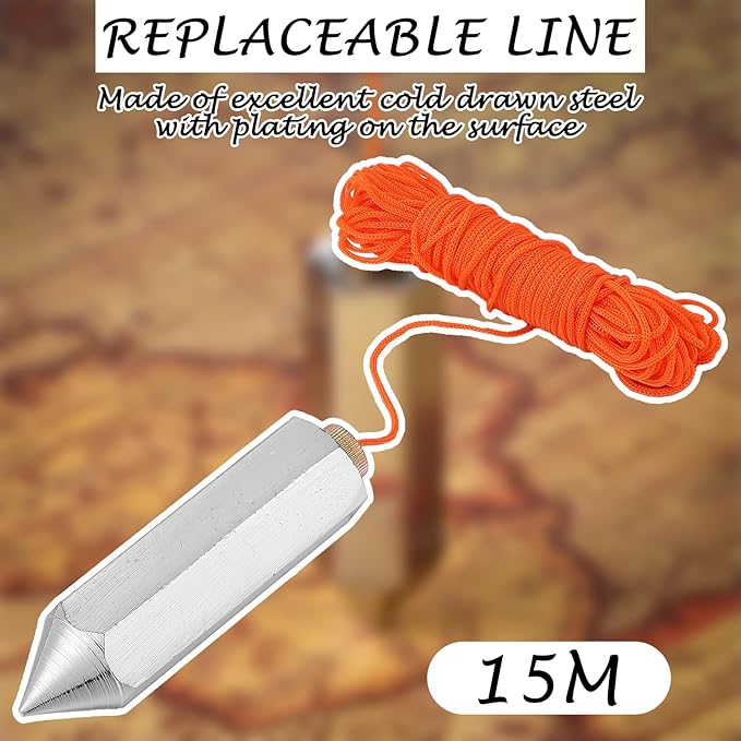 1 Pcs Hexagon Steel Plumb Bob 790-8, 8 Ounce Brass Plumb Alloy Steel Building Measuring Hammer Wire Hammer Pendant Metal Building Accessories Crafting Wire Kit