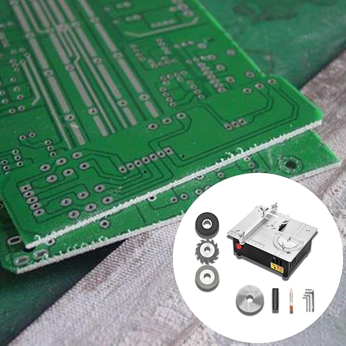 Precision Mini Electric Table Saw, DIY Hobby Handmade Woodworking Bench Cutting Machine Adjustable Cut Depth Small Desktop Saw for Miniature Wood Craft (Elevating version)