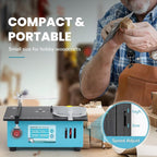 Mini Table Saw, 96W Dual Motor Control 4 Blades Set Cut Thickness 12MM 0-90° Adjust Small Table Saw for Hobby DIY Model Wood Cutting