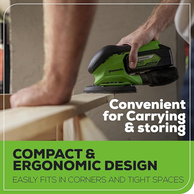 Greenworks 24V Cordless Finishing Sander 11,000 OPM, Tool-Only (Battery and Charger Sold Separately)