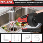 PFO-FOR Drain Auger for 3/4"-2" Pipe, Plumbing Snake Hair Drain Clog Remover, 16.5 ft Cable Unblocking Hand Auger Cleaner Tools, Manual Or Powered for Sink Kitchen Bathroom Shower Bathtub