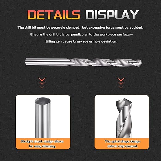 Drill Bit, 6.5mm Cutting Diameter, 4241 HSS 118° Cutting Angle Uncoated Bright Versatile Jobber Bits - (Applications: for Drilling Plastic Wood Soft Metal), 10-Pieces