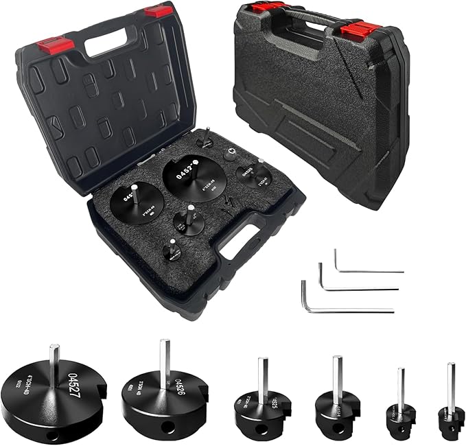 04529 for PPRK6 Plastic Pipe Fitting Reamer,PVC Pipe Reamer Kit Contains 3/4",1",1-1/2",2",3",4" Aluminum Head. PVC Socket Saver Fit into Standard 1/2" Drill for CPVC, PPR or ABS