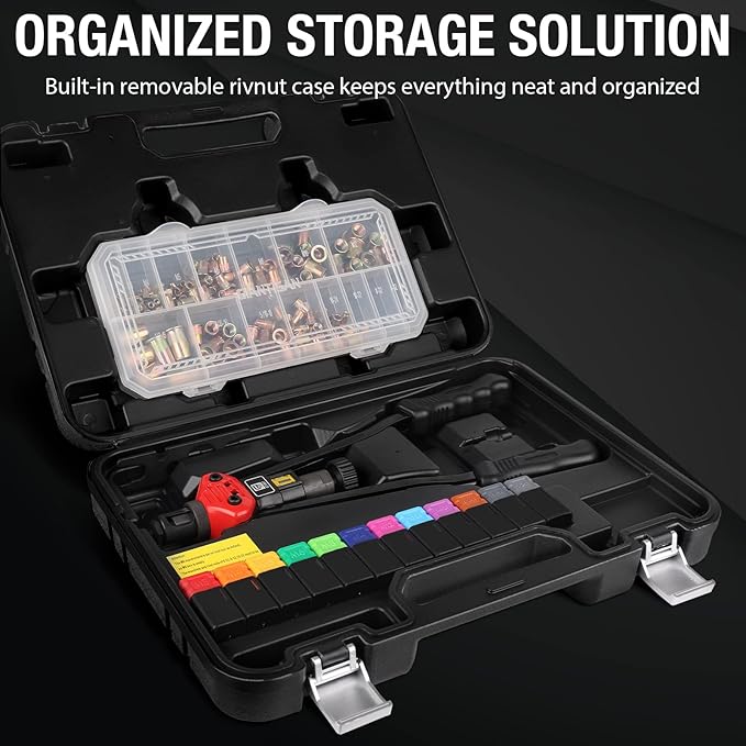 Rivet Nut Tool Kit,16-Inch Rivnut Tool Kit with 12 Metric and SAE Mandrels, 176Pcs Rivet nut Assortment Kit, Designed for Labour Saving