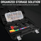 Rivet Nut Tool Kit,16-Inch Rivnut Tool Kit with 12 Metric and SAE Mandrels, 176Pcs Rivet nut Assortment Kit, Designed for Labour Saving