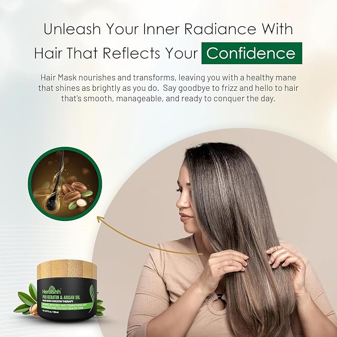 Herbishh Argan Oil & Hair Mask Combo For Deep Conditioning Treatment – Argan Oil for Hair Repair & Frizz Control (30ml) & Argan Hair Mask for Hydration (150ml), Sulfate & Paraben Free-VeraVaultWomen