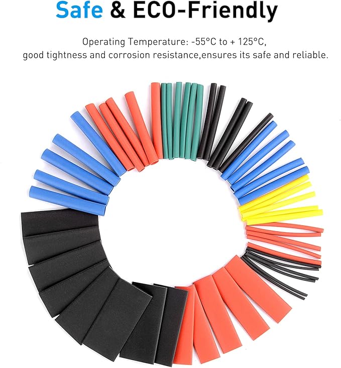 Nilight - 50005R Heat Shrink 2:1 Electric Insulation Tube Kit 45mm Flame Retardant Wrap Cable Sleeve 560pcs 5 Colors 12 Sizes with Storage Box，2 Years Warranty