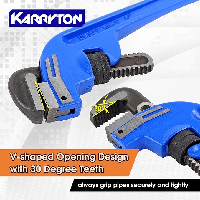 8 Inch End Pipe Wrench, Jaw Opening 1.5"/38mm Adjustable Cast Iron offset Handle Plumbing Wrench, Perfect Plumbers Tool for Oil Field, Plumbing, Auto Repair, Construction and Mechanics