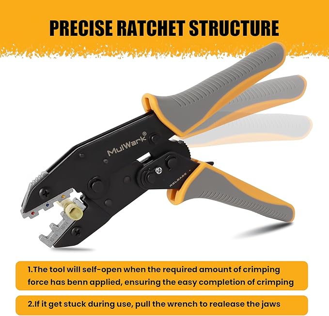 Mulwark Wire Crimping Tool for Heat Shrink, Wire Crimper AWG 10-22 | Professional Wire Crimpers-Crimping Pliers for Automotive, Marine & DIY Electrical Projects
