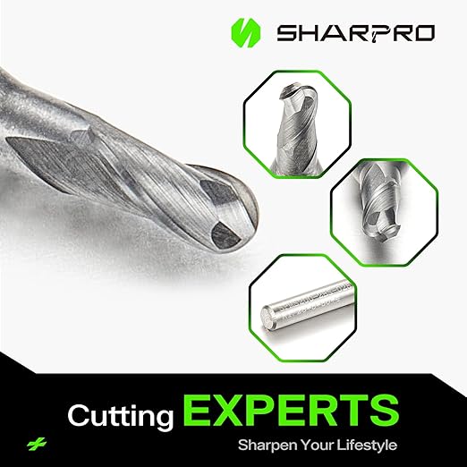 Carbide Ball Nose End Mills Set 2 Flute 4mm SHK. 2.5mm Cutting Dia. 3D Carving, High-Speed and Deep Cutting, AlCrN Coated, Apply for Alloy Steel, Stainless Steel and Various Cast Iron. (5PCS)
