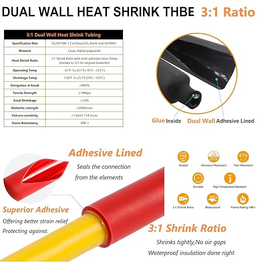 0000 Gauge Tinned Copper Cable Lugs 8 PCS 4/0 AWG-1/2(M12) Ring Terminal Heavy Duty Wire Lugs Battery Lugs, 8 PCS 4/0 Guage terminals Battery Cable Ends Connectors with 8 PCS 3:1 Heat Shrink Tube