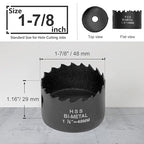1-7/8 Inch Hole Saw with 9.1mm Triangle Shank Arbor, JTemgle Bi-Metal Hole Saw Heavy Duty Hole Cutting Tool for Cornhole Boards, Recessed Lights, Wood, Plastic, Drywall & Soft Metal