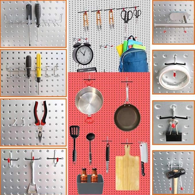 248PCS Pegboard Accessories Organizer Kit,1/8 and 1/4 inch Pegboard Hooks Assortment, Pegboard Bins, Metal Hooks for Hanging Storage (Black)