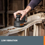 WORX 20 V WX823L.9 Cordless Random Orbital Sanders, Brushless Sander Cordless, 150/120/80 Grit sanding paper, 20V Cordless Sander Tool Only, WX823L.9