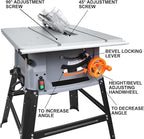 Generic Table Saw 10 Inch, 5500 RPM 15A Powerful Table Saw with Protective Cover, 254 x 15.8 x 24T Blade, 0-45°Cutting Range for Metal, Woodworking, Plastic