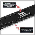 12 Inch Framing Square Carpenter Square, Tri Square Tool, Try Square for Woodworking, T Square Ruler, L Square Ruler, Right Angle Ruler，Framing Tools, Anodized Ruler Body, Black & Black