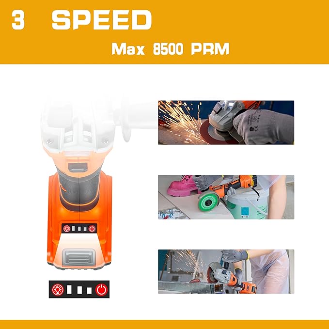 IRONFIST Cordless Angle Grinder, 20V Brushless Electric Grinding Wheels, Lithium Cutter Utility Power Tool 125mm M14 Angle Grinder Compatible with DEWALT 20V MAX Batteries (NO BATTERY)