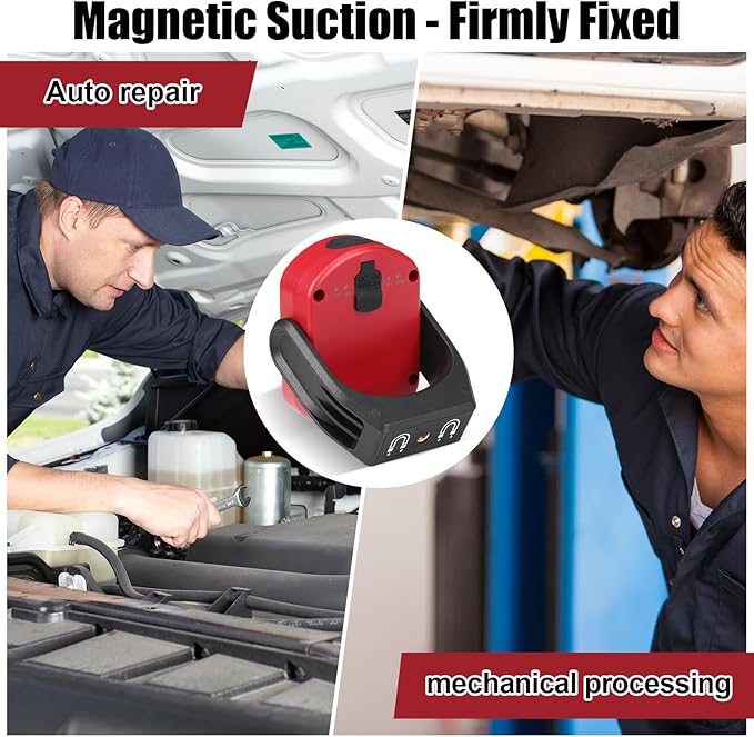 Retisee 2 Pcs 720 Lumens Magnetic Work Light USB Rechargeable LED Flashlight Portable Inspection Light for Car Repair Emergency Lighting Mechanics Workshop (Red)