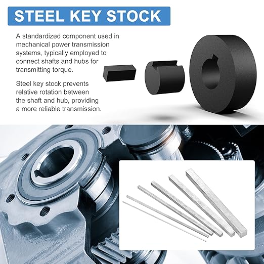 uxcell Square Steel Key Stock, 5/16" x 5/16" x 12" Cold-Drawn 45# Steel Bars Precision Key Stock for Gearbox Coupling, Silver Tone