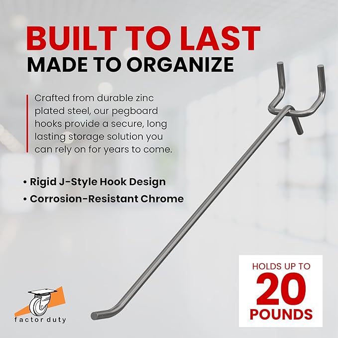 100 Pack PEG Board Pegboard Shelving Hooks 8" Length Wholesale Lot