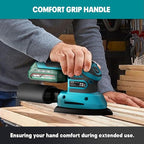 1.9Amp Cordless Detail Sander Compatible with Makita 18v Battery, Dust Collector, Brushless 12,000 OPM Speed, Compact Soft Palm Grip, 10pcs Sanding Pads, 2.0Ah Charger & Battery Kit (Blue)