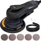 MAXXT Electric 5mm Random Orbital Sander Brushless 350W 3A Multi-function Variable Speed Electric Corded Orbital Sanders Machine with 10 Sanding Paper for Woodworking (R7303-5.0mmOrbit)