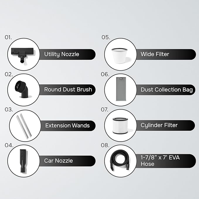 26.5 Gallon 11 Peak HP Wet/Dry Vacuum, Stainless Steel Tank, 2 in 1 Function Portable Shop Vacuum with Attachments, Built-in Drain Ideal for Jobsite, Garage & Workshop.