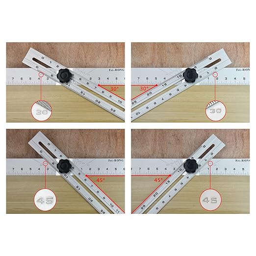 Triangle Ruler Square Carpentry Squares Folding Aluminium Frame Construction Tools Combination 24 Inches in Framing Roofing Stair Work Woodworking Movable Right Angle 90°45 Degree Angle Ruler