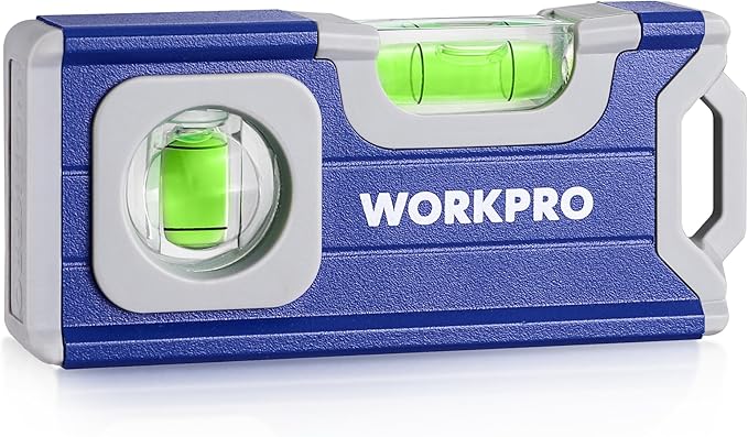 WORKPRO Small Level, 4-1/2 Inch Mini Level Tool, Magnetic Pocket Level with 2 Different Bubbles 90°/180°, Aluminum Alloy Construction, Cobalt Blue