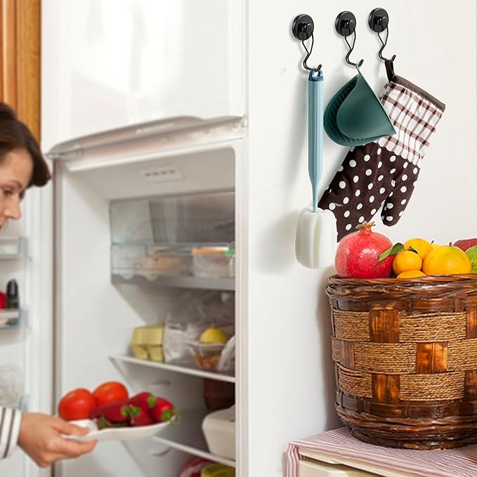 Tohoer Magnetic Hooks, 100LBS Neodymium Magnets Hook Heavy Duty with Rust Proof for Fridge, Refrigerator, Oven, Grill, BBQ, Key, Tools Holder, Kitchen, Outdoor, Hanging Wreaths, Utensil Hangers